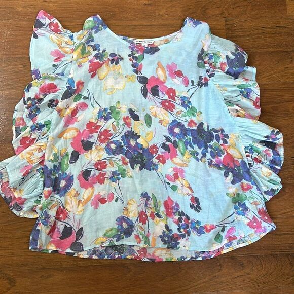 Zac & Rachel Tops - ZAC & RACHEL woman floral ruffle gauze blouse shirt top size 2X flowy vacation